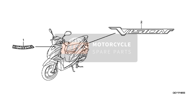 Honda NSC50 2014 Sticker (NSC50/MPD/WH) voor een 2014 Honda NSC50